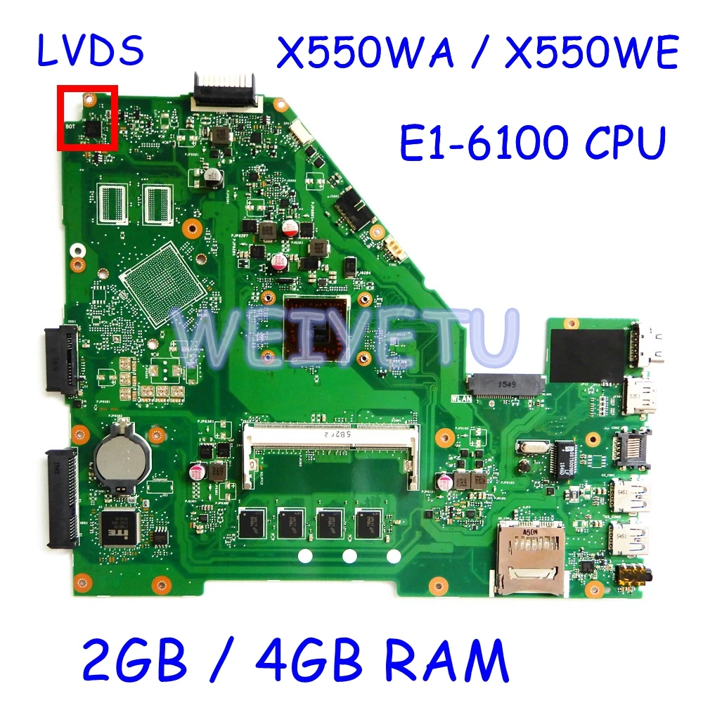 X550WA E1-6100CPU 2G/4G RAM Motherboard For ASUS X550W X550WE X550WA X550W D552W X552WE X550WAK Laptop Mainboard REV2.0 Tested
X550WA E1-6100CPU 2G/4G RAM Motherboard For ASUS X550W X550WE X550WA X550W D552W X552WE X550WAK Laptop Mainboard REV2.0 Tested