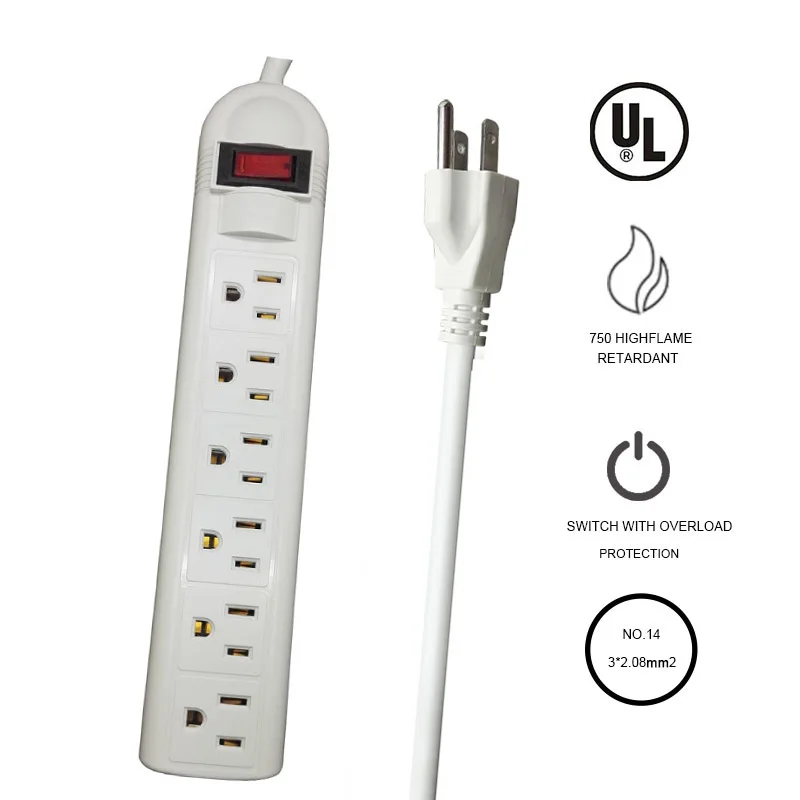 US Standard Power Strip Switch 15A 125V UL Certification Extension Socket With 3*2.08mm2 1.8m Power Cord Extension Socket USPlug
US Standard Power Strip Switch 15A 125V UL Certification Extension Socket With 3*2.08mm2 1.8m Power Cord Extension Socket USPlug