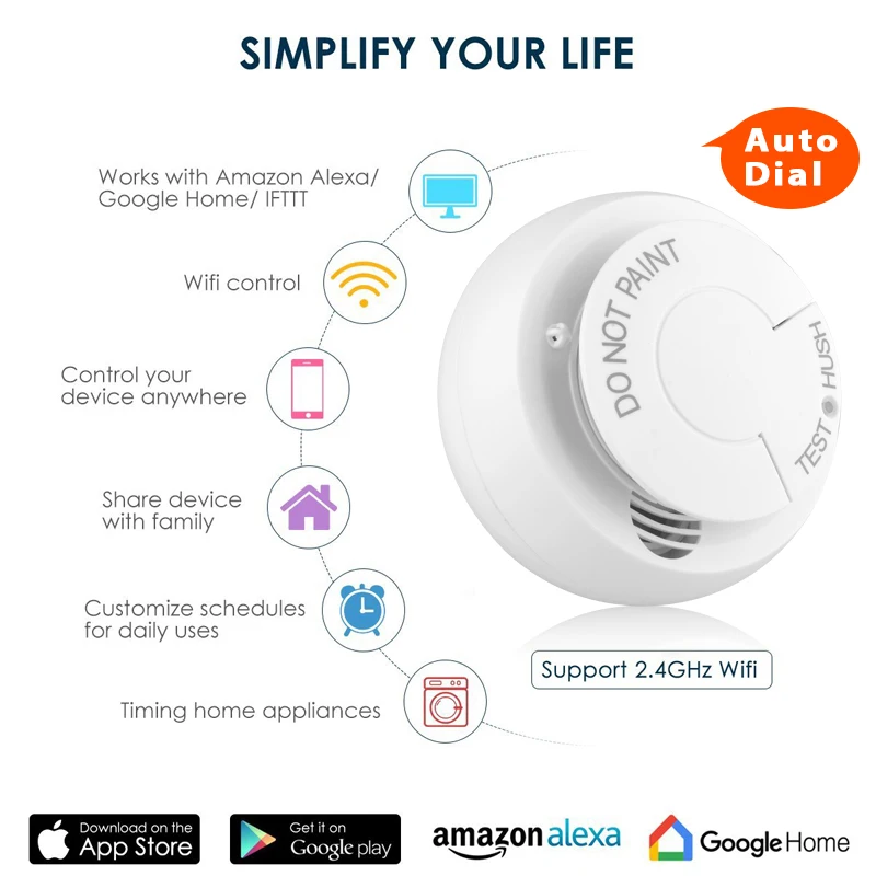 Wireless High sensitivity Wifi Smoke Detector Fire Sensor works independent smart life app control
Wireless High sensitivity Wifi Smoke Detector Fire Sensor works independent smart life app control