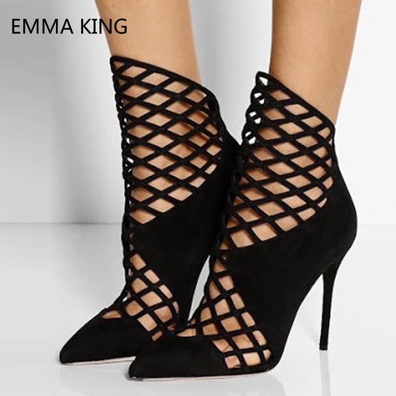 Summer Boots Black Rhombus Cut out Ankle Booties Pointy Toe Stilettos High Heels Suede Zip Hollow Pumps Party Dress Women Shoes
Summer Boots Black Rhombus Cut out Ankle Booties Pointy Toe Stilettos High Heels Suede Zip Hollow Pumps Party Dress Women Shoes