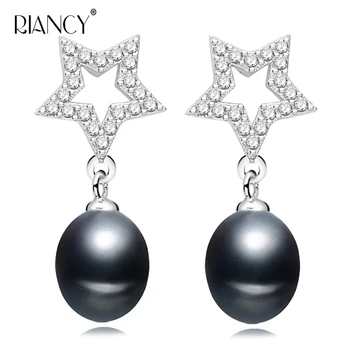 RIANCY Natural Freshwater black Pearl Earrings Pentagram shape Jewelry For Women Wedding Gift
RIANCY Natural Freshwater black Pearl Earrings Pentagram shape Jewelry For Women Wedding Gift