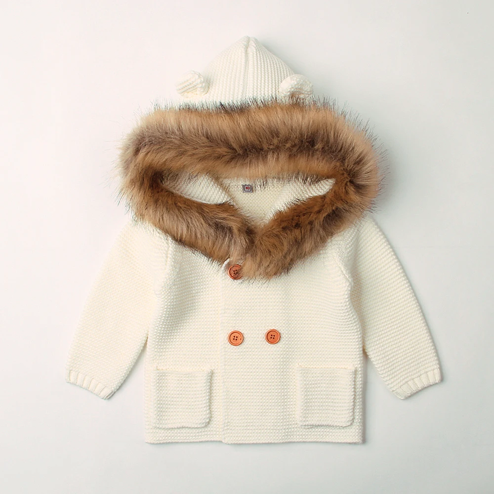 6-24M Winter Warm Newborn Baby Sweater Fur Hood Detachable Infant Boys Girl Knitted Cardigan Fall Outwear Children Knitwear
6-24M Winter Warm Newborn Baby Sweater Fur Hood Detachable Infant Boys Girl Knitted Cardigan Fall Outwear Children Knitwear