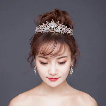 2017 Princess Bride Crown Gold Hair Jewelry Pink Crystal Wedding Hairwear Leaf shape Headdress Hair Accessories Earrings Set
2017 Princess Bride Crown Gold Hair Jewelry Pink Crystal Wedding Hairwear Leaf shape Headdress Hair Accessories Earrings Set