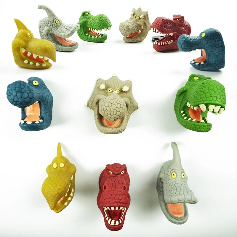 

1 set/6pcs Dinosaur Puppet Gloves Model Animal Head Hand Puppets Silicone Novelty Story Prop Puppets Figure Finger Educational