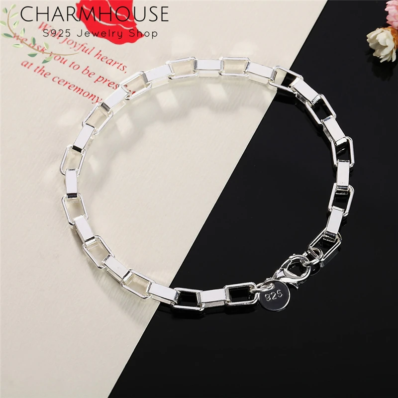 Charmhouse 925 Silver Bracelet For Men Women 4mm Square Box Chain Link Bracelet Wristband Pulseira Femme Wedding Jewelry Bijoux
Charmhouse 925 Silver Bracelet For Men Women 4mm Square Box Chain Link Bracelet Wristband Pulseira Femme Wedding Jewelry Bijoux
