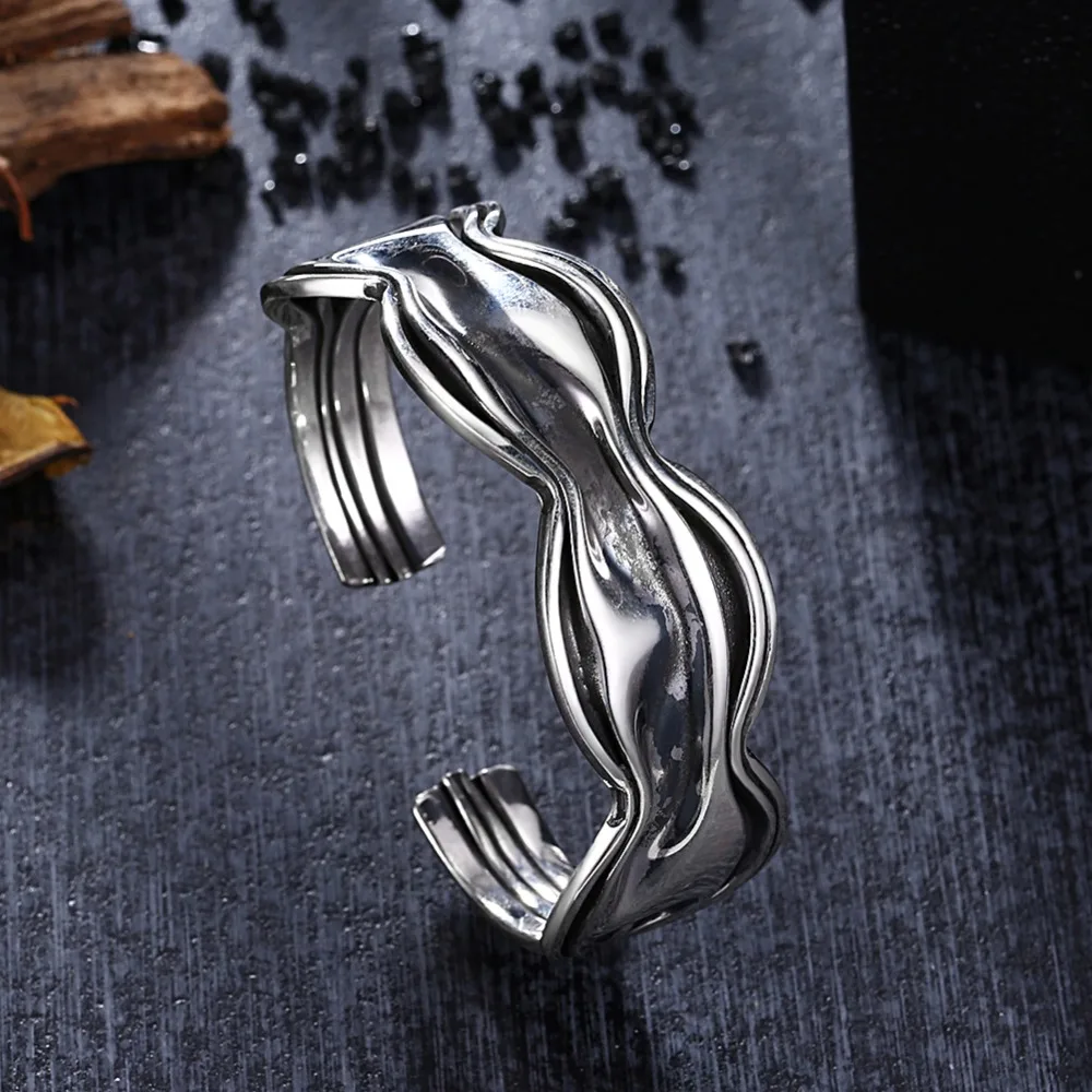 GOMAYA Wavy Handmade Bracelets Thai Silver Charm Bracelet Open Solid For Women Bangles Gitfs New Jewelry
GOMAYA Wavy Handmade Bracelets Thai Silver Charm Bracelet Open Solid For Women Bangles Gitfs New Jewelry