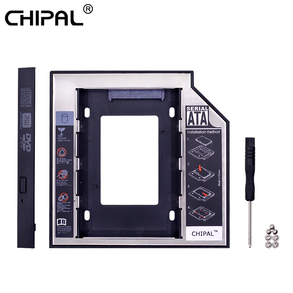 CHIPAL Universal Second HDD Caddy 12.7mm SATA 3.0 for 2.5" SSD Case Hard Drive Enclosure with LED Indicator for Notebook DVD-ROM
CHIPAL Universal Second HDD Caddy 12.7mm SATA 3.0 for 2.5" SSD Case Hard Drive Enclosure with LED Indicator for Notebook DVD-ROM