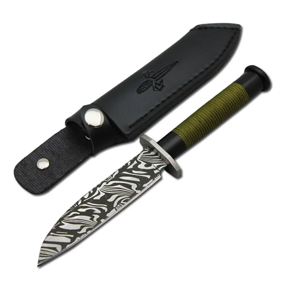 Mengoing Small Interceptor Pattern Steel Military Fixed Blade Knife Green Rope Handle With Leather Sheath
Mengoing Small Interceptor Pattern Steel Military Fixed Blade Knife Green Rope Handle With Leather Sheath