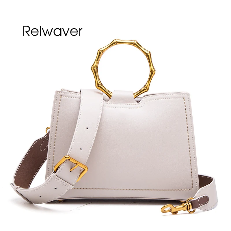 Relwaver bamboo section metal ring women leather handbags split leather women's shoulder bag greyish white women messenger bags
Relwaver bamboo section metal ring women leather handbags split leather women's shoulder bag greyish white women messenger bags