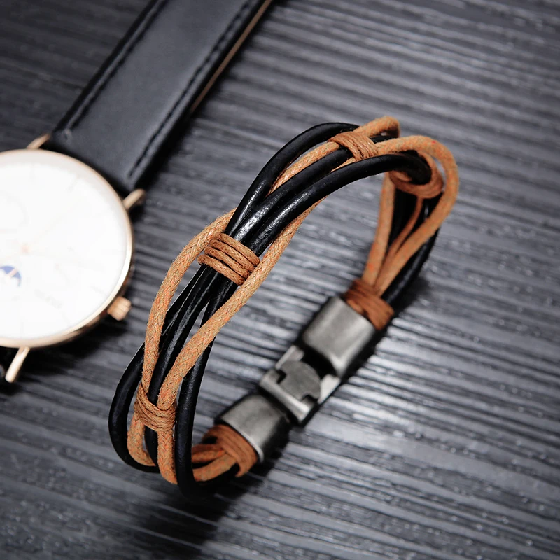 Personalized Retro Leather Mens Braclets Multi-layer Cowhide Buckle Charm Bracelet Jewelry Romantic Birthday Gifts For Boyfriend
Personalized Retro Leather Mens Braclets Multi-layer Cowhide Buckle Charm Bracelet Jewelry Romantic Birthday Gifts For Boyfriend