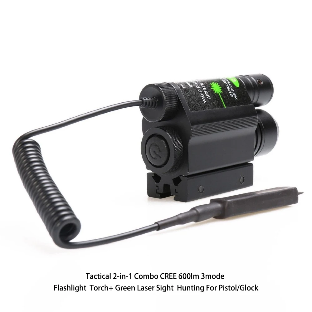 Tactical 2-in-1 Combo CREE 600lm 3mode Flashlight Torch+ Green Laser Sight Hunting For Pistol
Tactical 2-in-1 Combo CREE 600lm 3mode Flashlight Torch+ Green Laser Sight Hunting For Pistol