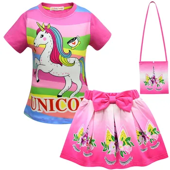 2019 Summer baby girls clothing set children unicorn printed T-shirt+dolls pattern Skirt 2pcs+printed bag suit kids clothes set
2019 Summer baby girls clothing set children unicorn printed T-shirt+dolls pattern Skirt 2pcs+printed bag suit kids clothes set