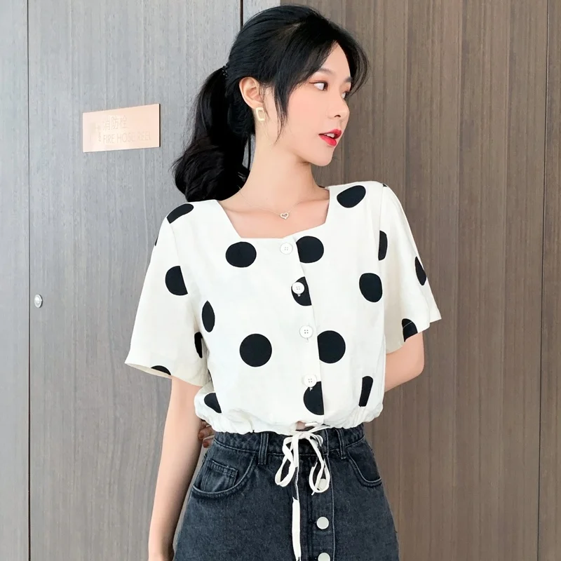 Women's Shirt Short Sleeve 2019 Summer Vintage Women Blouse Polka Dot Drawstring Chiffon Shirt Top Blusas
Women's Shirt Short Sleeve 2019 Summer Vintage Women Blouse Polka Dot Drawstring Chiffon Shirt Top Blusas