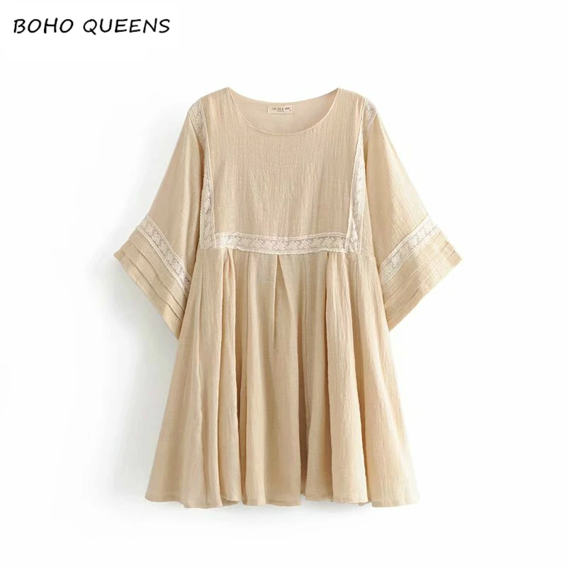 Boho Chic Summer Vintage women lace patchwork linen cotton Mini Dress ladies batwing Sleeve O-Neck Beach Dresses Vestidos Mujer
Boho Chic Summer Vintage women lace patchwork linen cotton Mini Dress ladies batwing Sleeve O-Neck Beach Dresses Vestidos Mujer