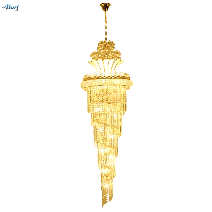 European Crystal Luster Pendant Lights Palace Staircase Long Hollow Living Room Luxury Duplex Villa Hanging Lamps Fixtures
European Crystal Luster Pendant Lights Palace Staircase Long Hollow Living Room Luxury Duplex Villa Hanging Lamps Fixtures