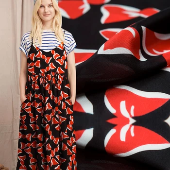 Summer fashion Ma Su card red bow silk fabric silk satin printing beautiful dress crepe fabric
Summer fashion Ma Su card red bow silk fabric silk satin printing beautiful dress crepe fabric