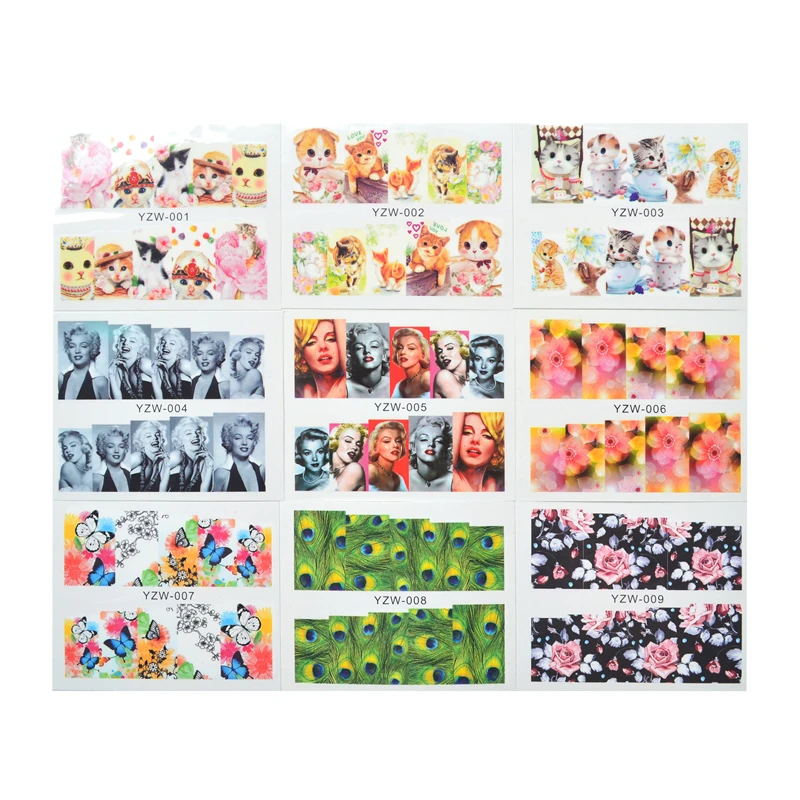 10 Sheets Nails Art Water Transfer Stickers Decals Mixed Flower Cat Designs Nails Wraps Temporary Tattoos Watermark Tool
10 Sheets Nails Art Water Transfer Stickers Decals Mixed Flower Cat Designs Nails Wraps Temporary Tattoos Watermark Tool