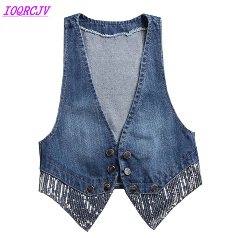 Short denim vest coats Women's 2018 spring and summer casual top fashion Sequins Jeans Outerwear Slim female vests IOQRCJV H314
Short denim vest coats Women's 2018 spring and summer casual top fashion Sequins Jeans Outerwear Slim female vests IOQRCJV H314