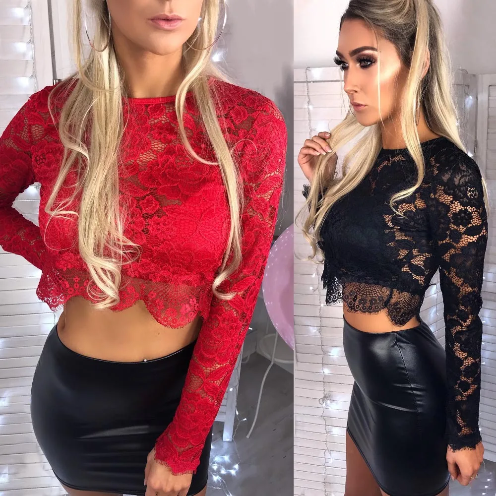 Women Blouse Lace New Spring 2019 Ladies White Black Crew Neck Blouses Long Sleeve Crochet Hot Sale Crop Top Basic Female Clothe
Women Blouse Lace New Spring 2019 Ladies White Black Crew Neck Blouses Long Sleeve Crochet Hot Sale Crop Top Basic Female Clothe
