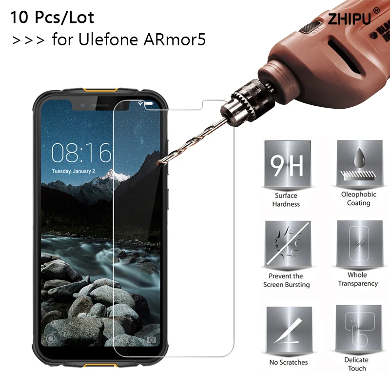 

10 Pcs/Lot 2.5D 0.26mm 9H Premium Tempered Glass For Ulefone Armor 5 Screen Protector protective film For Ulefone Armor 5 5.85