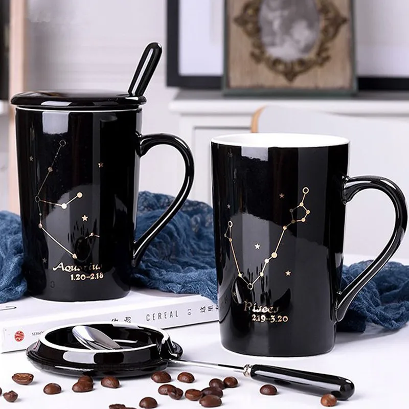 12 Constellations Ceramic Mugs With Spoon Lid 420ml Porcelain Zodiac Milk Coffee Cup Water Drinkware Novelty Birthday Gift
12 Constellations Ceramic Mugs With Spoon Lid 420ml Porcelain Zodiac Milk Coffee Cup Water Drinkware Novelty Birthday Gift