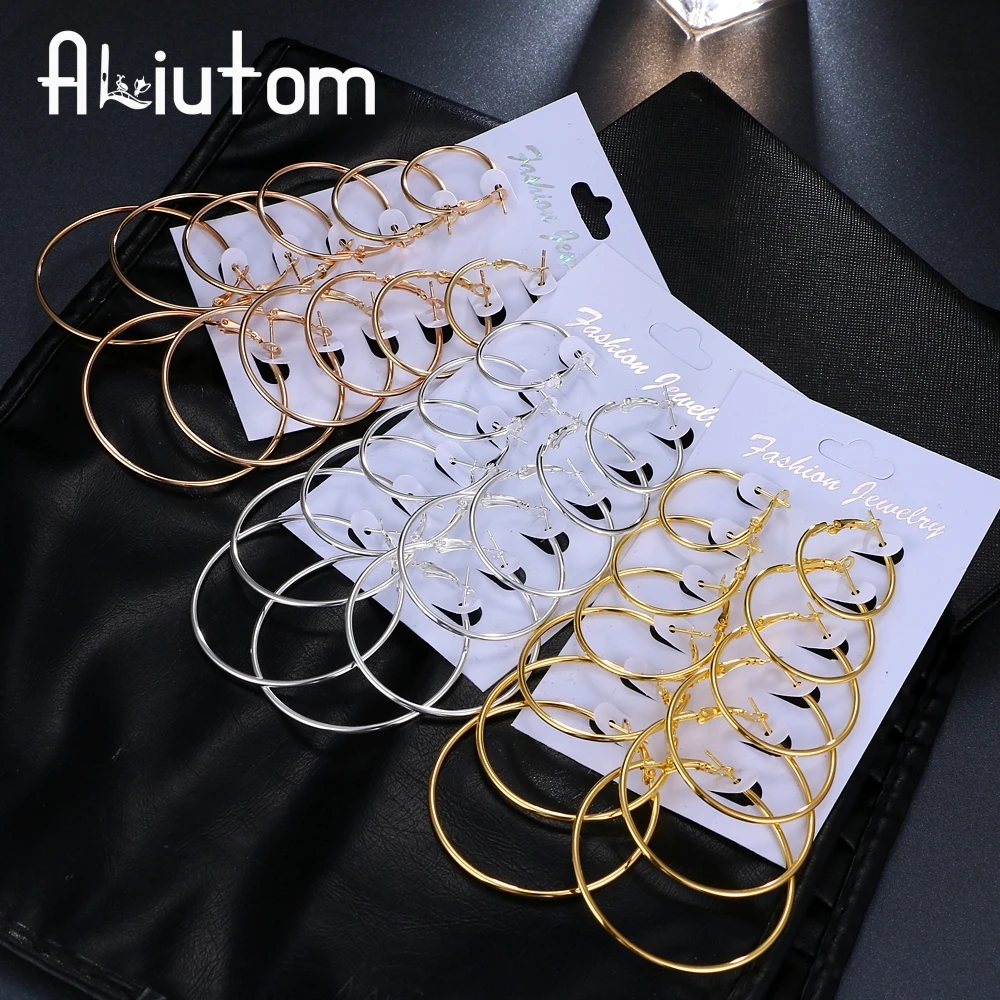 ALIUTOM 6 Pairs/Set Statement Punk Gold Big Hoop Earrings Simple Style Earrings High Quality Engagement Jewelry Brinco Jewelry
ALIUTOM 6 Pairs/Set Statement Punk Gold Big Hoop Earrings Simple Style Earrings High Quality Engagement Jewelry Brinco Jewelry