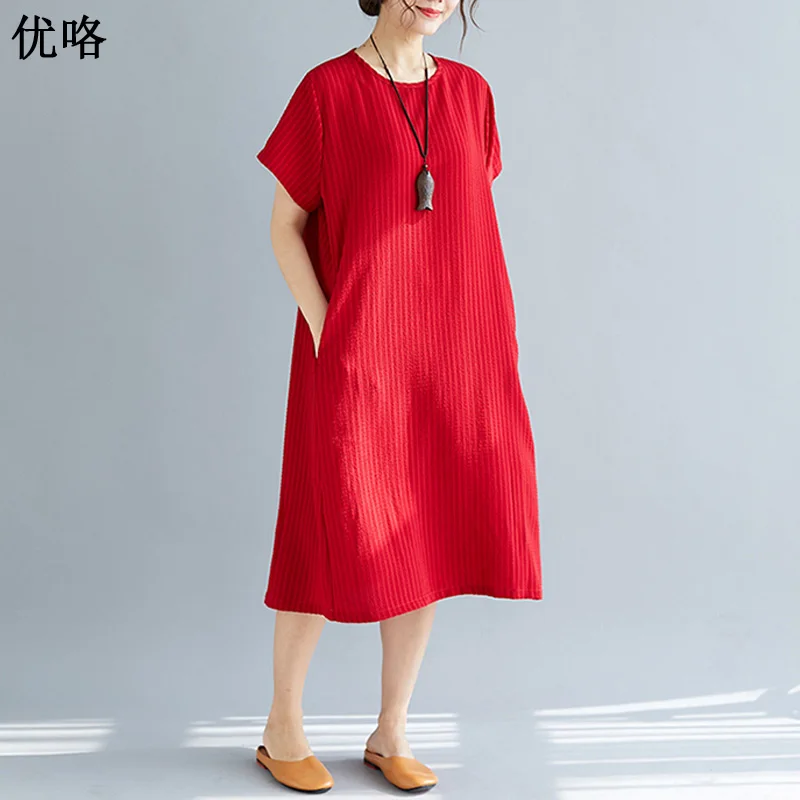 Plus Size 4XL Women Summer Simple Dress Long Casual Big Batwing Dresses Femme Elegant Cotton A Line Midi Dress Vestidos 2019 New
Plus Size 4XL Women Summer Simple Dress Long Casual Big Batwing Dresses Femme Elegant Cotton A Line Midi Dress Vestidos 2019 New