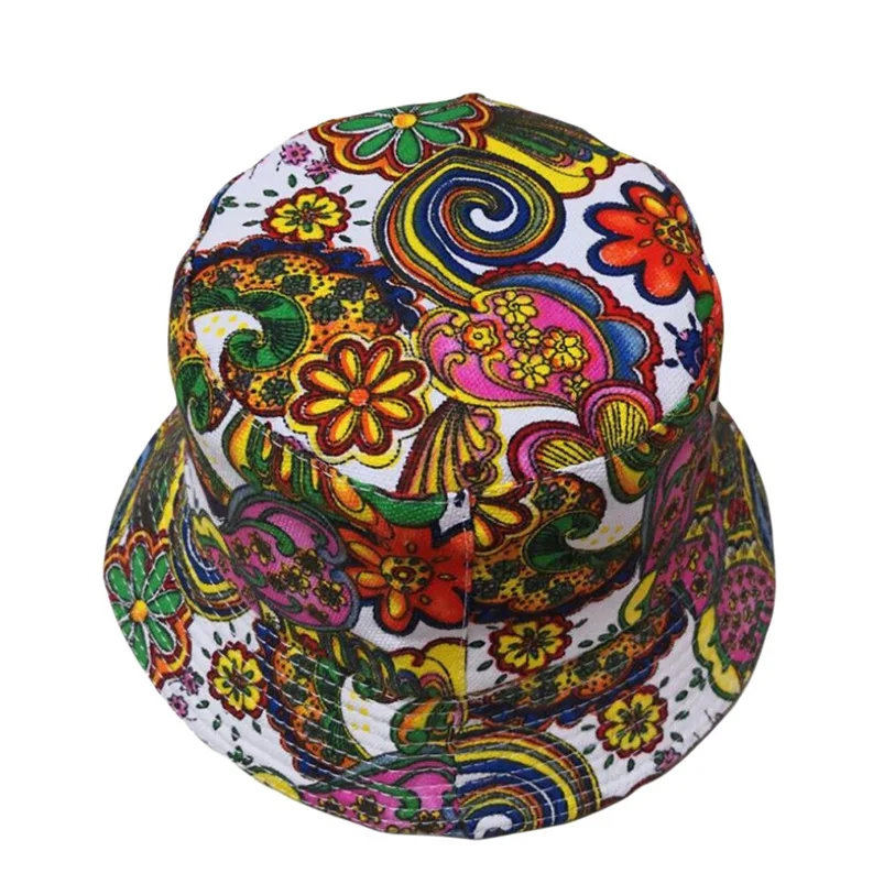  Men Women Bucket Hat Flower Print Cap 2018 Summer Hot Sale Flat Hat Fishing Boonie Bush Cap Outdoor Sunhat Wholesale #FM11 (5)