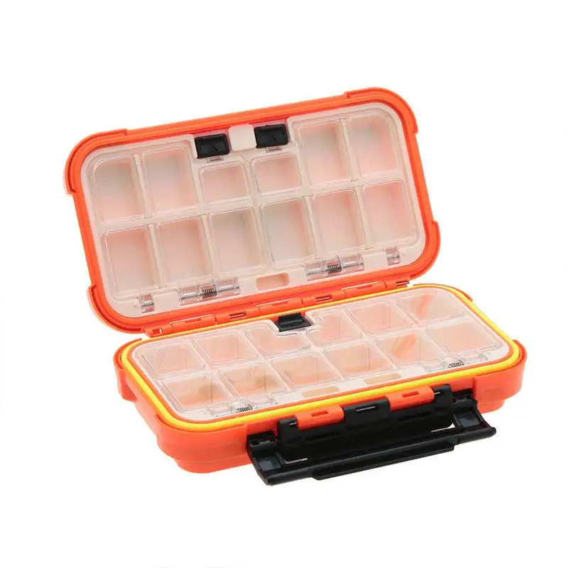 Image Lure Fishing Box 24 Compartments Double Layer Fishing Box Orange Plastic Fishing Tackle Box