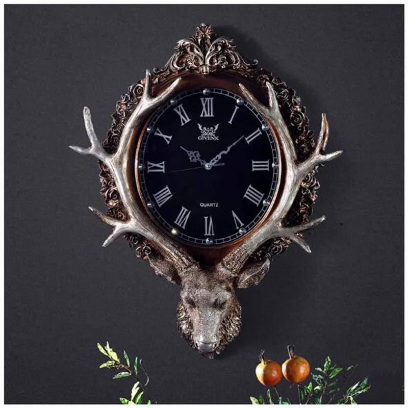 European-American retro atmospheric art clocks and watches Room Clock Silent Wall Clock on the Wall of Deer Head
European-American retro atmospheric art clocks and watches Room Clock Silent Wall Clock on the Wall of Deer Head