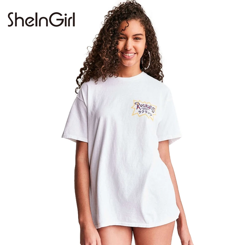SheInGirl 2018 принт Мультфильм универсальный свободные личности мода Колледж шею
