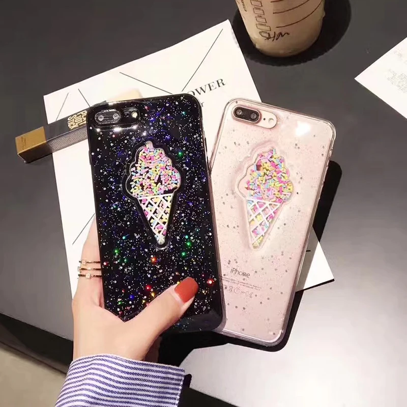 3D Dynamic Ice Cream Phone Case For iphone X Case Fashion Glitter Bling Back Cover Lovely Cartoon Cases For iphone X 10 Capa (9)