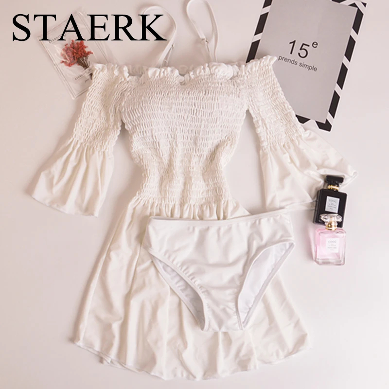 STAERK New white two piece swimsuit dress with bare shoulders swim skirt with pants vintage bathing suit monokini swimming wear
STAERK New white two piece swimsuit dress with bare shoulders swim skirt with pants vintage bathing suit monokini swimming wear
