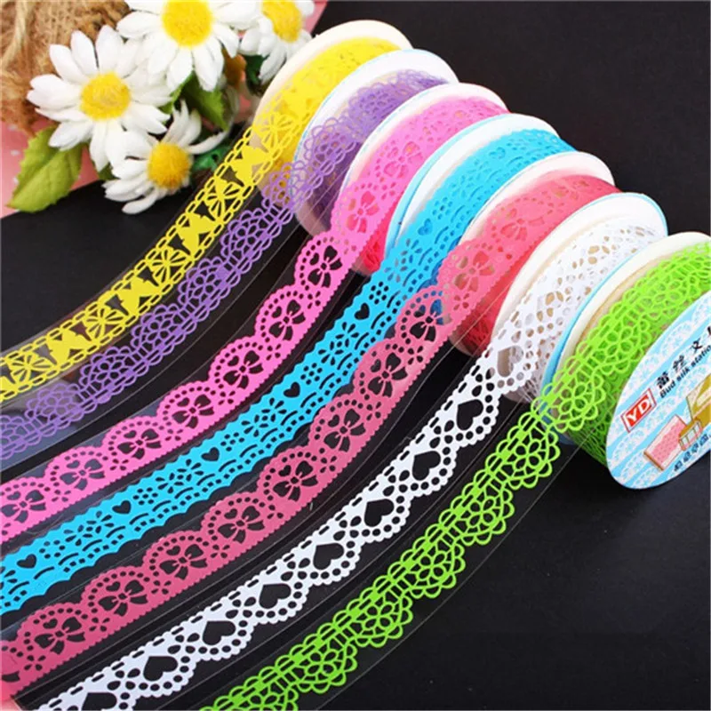 New DIY Candy Colors Lace Tape Decoration Roll DIY Washi Decorative Sticky Paper Masking Tape Self Adhesive Tape Scrapbook Tape
New DIY Candy Colors Lace Tape Decoration Roll DIY Washi Decorative Sticky Paper Masking Tape Self Adhesive Tape Scrapbook Tape