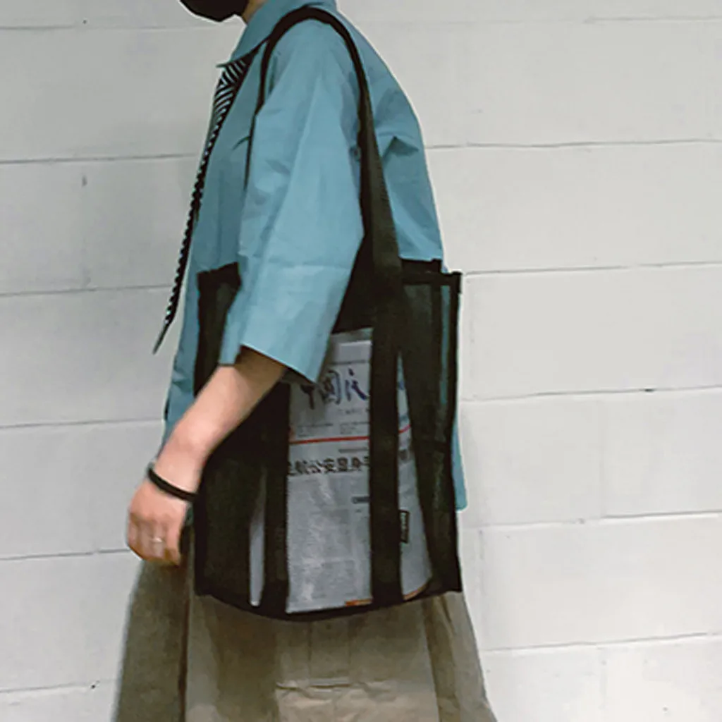Новинка унисекс сетчатая сумка-мессенджер однотонная сумка на плечо с большой