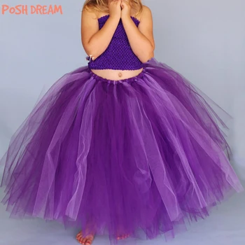 

POSH DREAM Purple and Lavender Long Tutu Skirt for Little Girl Child Size 12M-12 Photo Prop Wedding Flower Girl Tulle Skirts