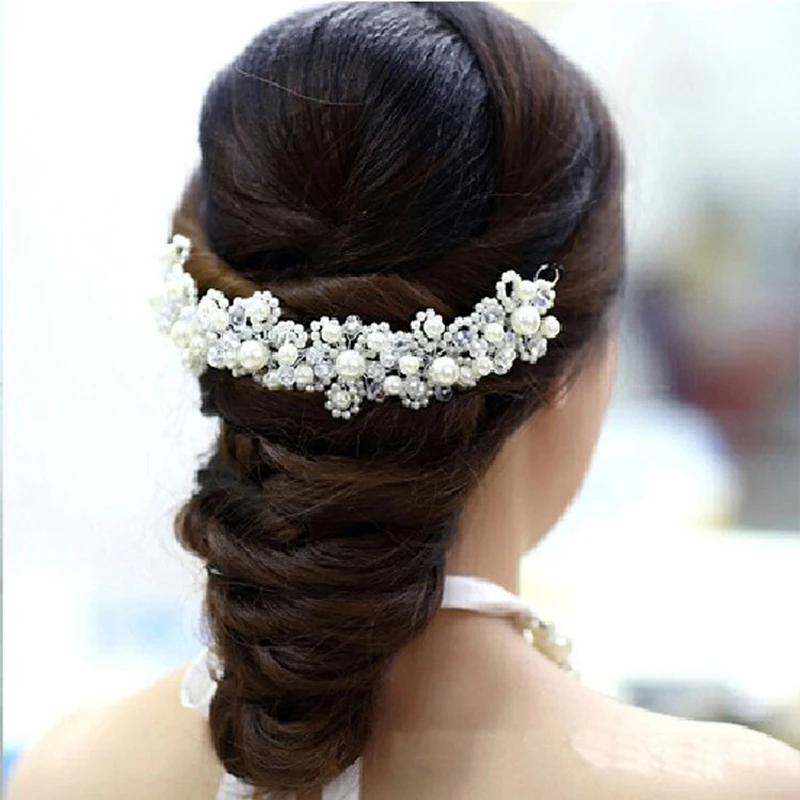 New-Korean-White-Pearl-Crystal-Bride-Headdress-By-Hand-Wedding-Dress-Hairband-Accessories-Bridal-Hair-Jewelry