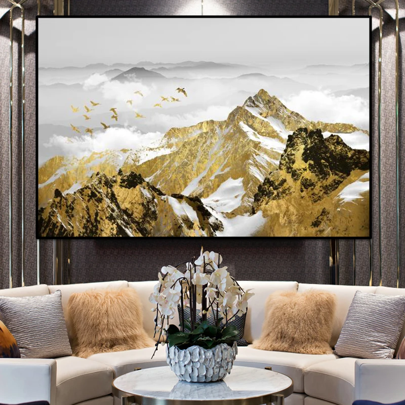 Modern Landscape Posters and Prints Wall Art Canvas Painting Golden Mountain and Birds Pictures for Living Room Decor No Frame
Modern Landscape Posters and Prints Wall Art Canvas Painting Golden Mountain and Birds Pictures for Living Room Decor No Frame