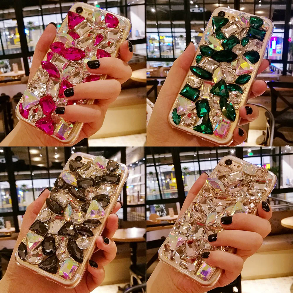 Beads Bling Stone Cases For iPhone X XS XR Max Hole Soft TPU Case Cover 7 8 6 6s Plus Glitter Back Skin for Samsung |