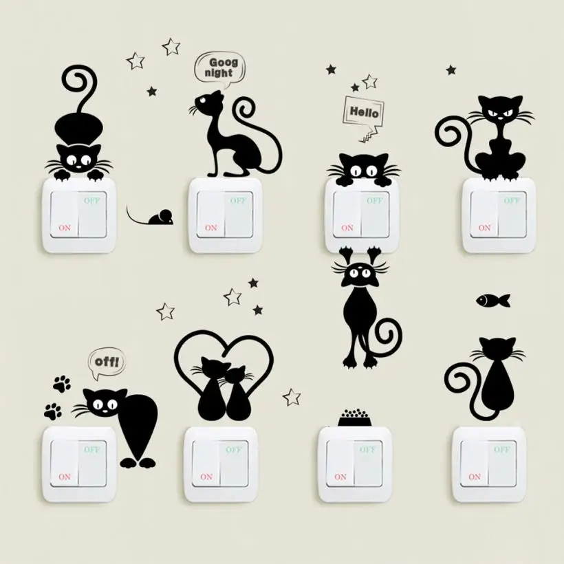 Lovely Cat Light Switch Stickers Home Decor Cartoon Animals switch panel stickers Wall Decal Mural Art 2o0705
Lovely Cat Light Switch Stickers Home Decor Cartoon Animals switch panel stickers Wall Decal Mural Art 2o0705