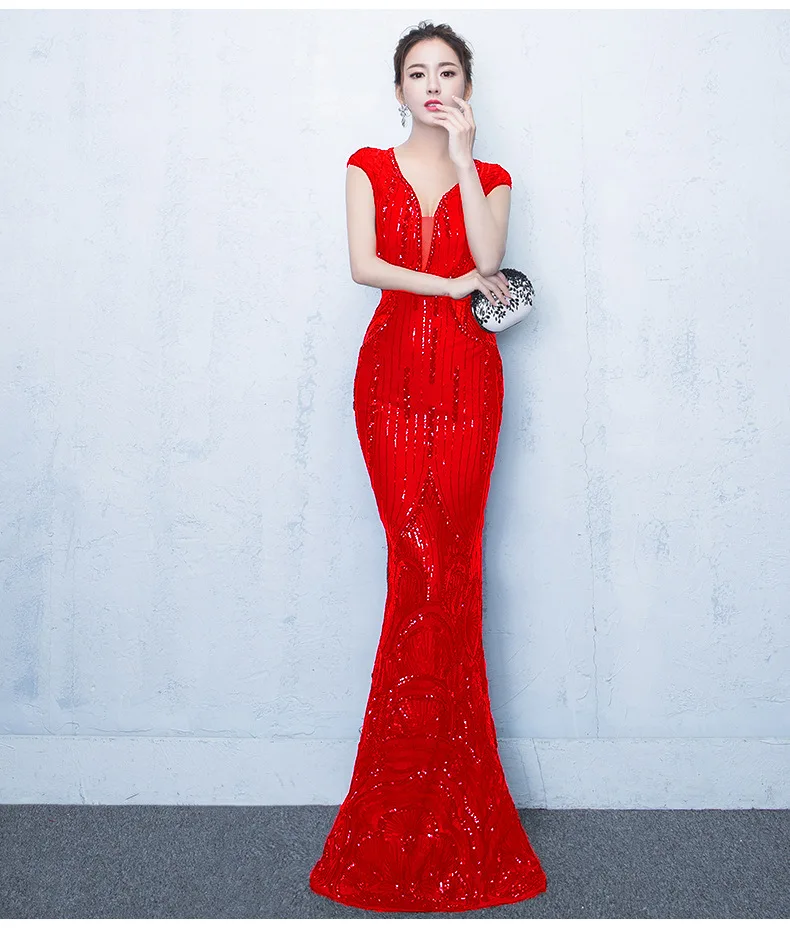 Red Deep V Neck Short Sleeve Beading Sequin Floor Length Long Slim Mermaid Elegant Party Dress Sexy Dresses 2017 Club Gown
Red Deep V Neck Short Sleeve Beading Sequin Floor Length Long Slim Mermaid Elegant Party Dress Sexy Dresses 2017 Club Gown