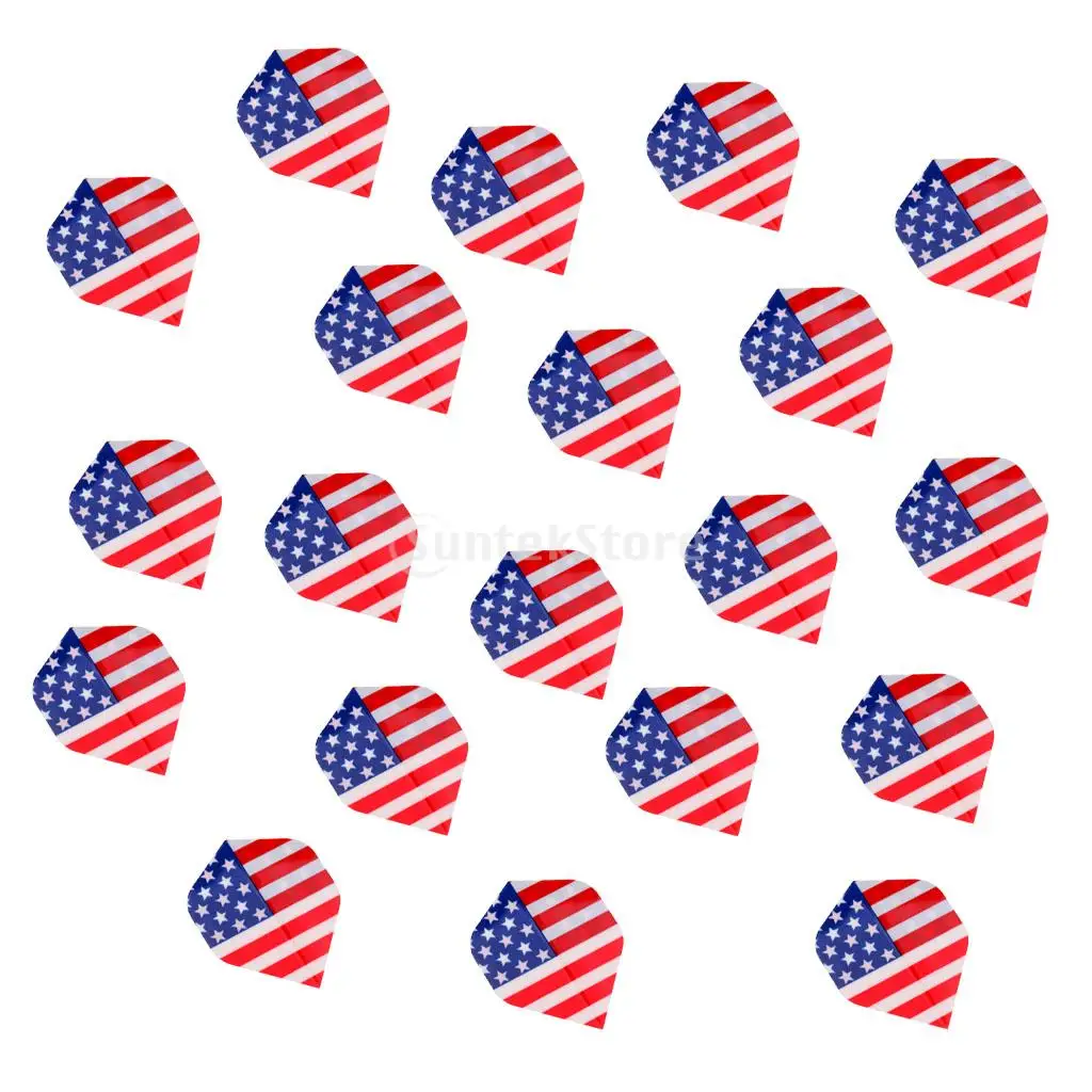 50 Pieces Durable American National Flag and Flame Pattern Standard Replacement Dart Flights