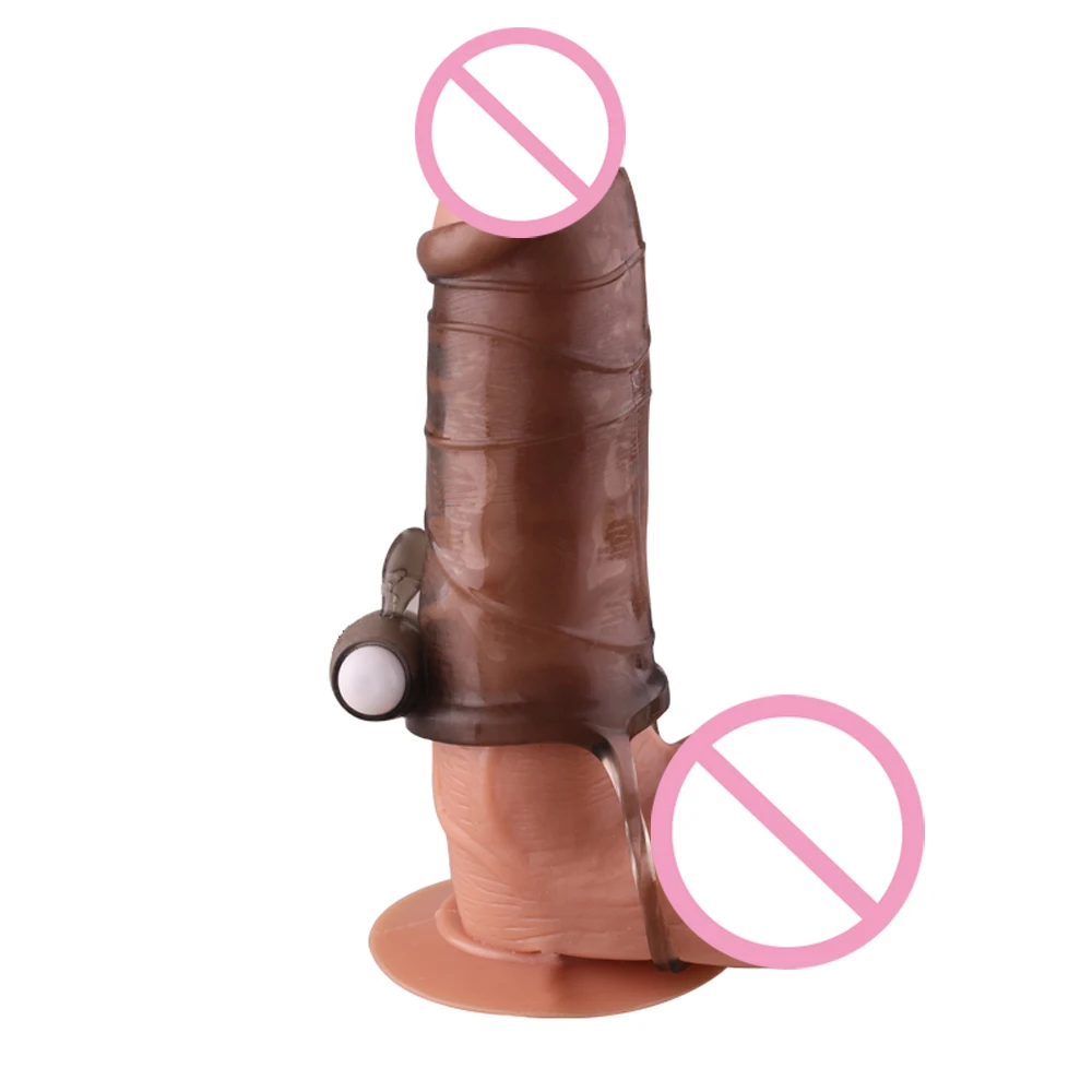 Reusable Outcrop Penis Enlargement Sleeve Delay Vibration Ring Penis Impotence Extension Condoms Vibrator Sex Toys For Men 6