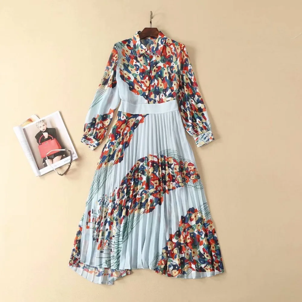 Runway Designer 2019 Spring Summer Dresses Long Sleeve Floral Printed Shirt Collar Office Wear Midi Pleated Dress
Runway Designer 2019 Spring Summer Dresses Long Sleeve Floral Printed Shirt Collar Office Wear Midi Pleated Dress
