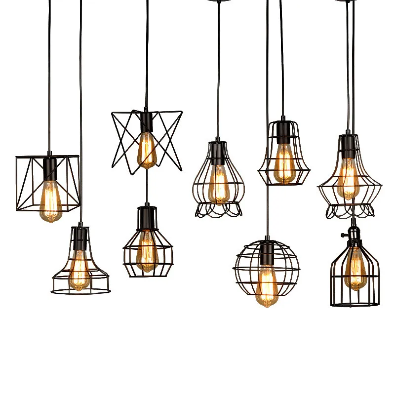 star wish Loft American country restaurant pendant light retro industrial wind clothing store creative bar birdcage hanging lamp | Освещение