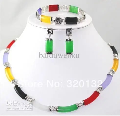 Stylish Set Jewelry multi-color jade suite (necklace, bracelet, earrings) Silver gold plated Jewellery sets free shipping
Stylish Set Jewelry multi-color jade suite (necklace, bracelet, earrings) Silver gold plated Jewellery sets free shipping