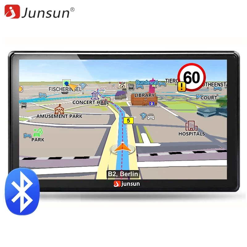 Junsun 7 inch HD Car GPS Navigation FM Bluetooth AVIN 2018 Europe Map Free Upgrade Sat nav Automobile Gps Navigators