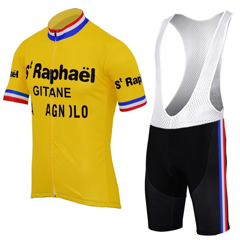 NEW Men's Yellow shirt cycling jersey set short sleeves France Cycling clothing Retro bike wear ropa ciclismo gel pad | Спорт и