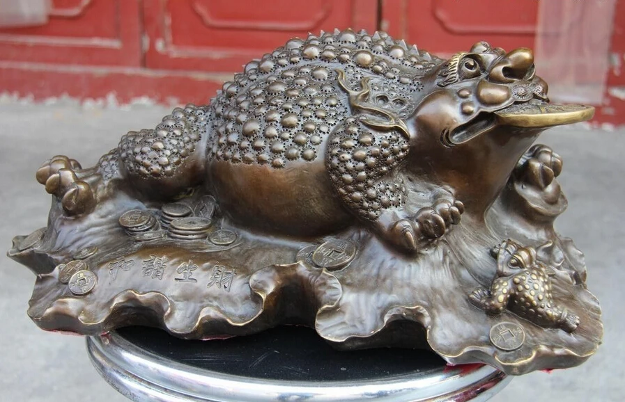 002821 8 Chinese Fine Copper Bronze Fengshui Wealth Coin Money Three-legged Toad Statue
002821 8 Chinese Fine Copper Bronze Fengshui Wealth Coin Money Three-legged Toad Statue