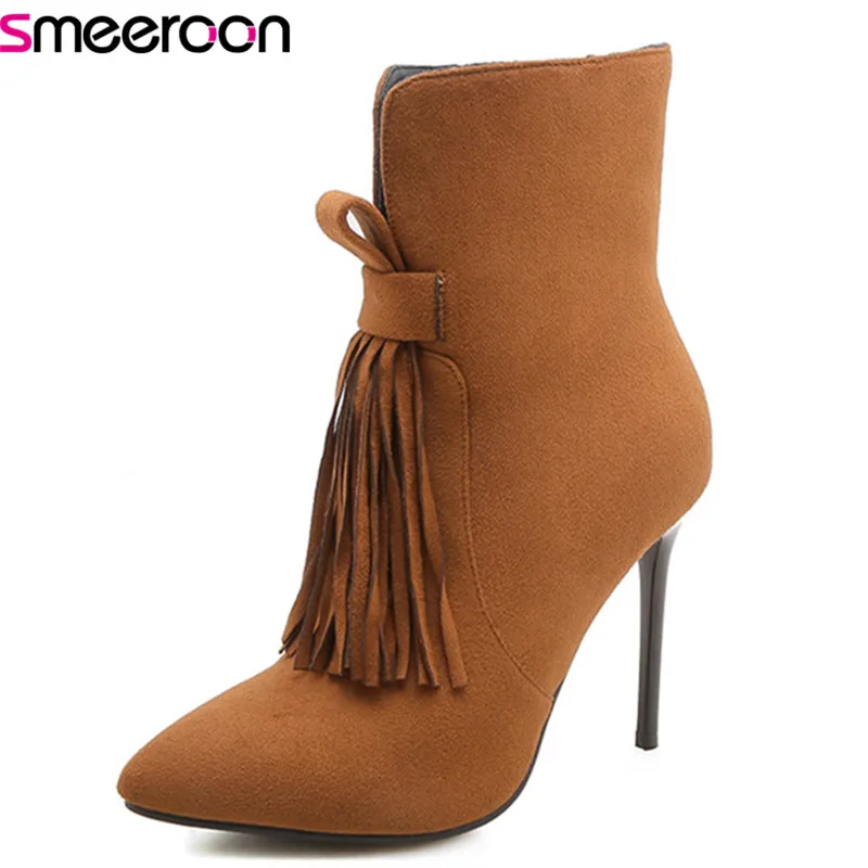 Smeeroon 2018 new arrival ankle boots for women pointed toe super heels party shoes ladies autumn winter boots big size 33-46
Smeeroon 2018 new arrival ankle boots for women pointed toe super heels party shoes ladies autumn winter boots big size 33-46